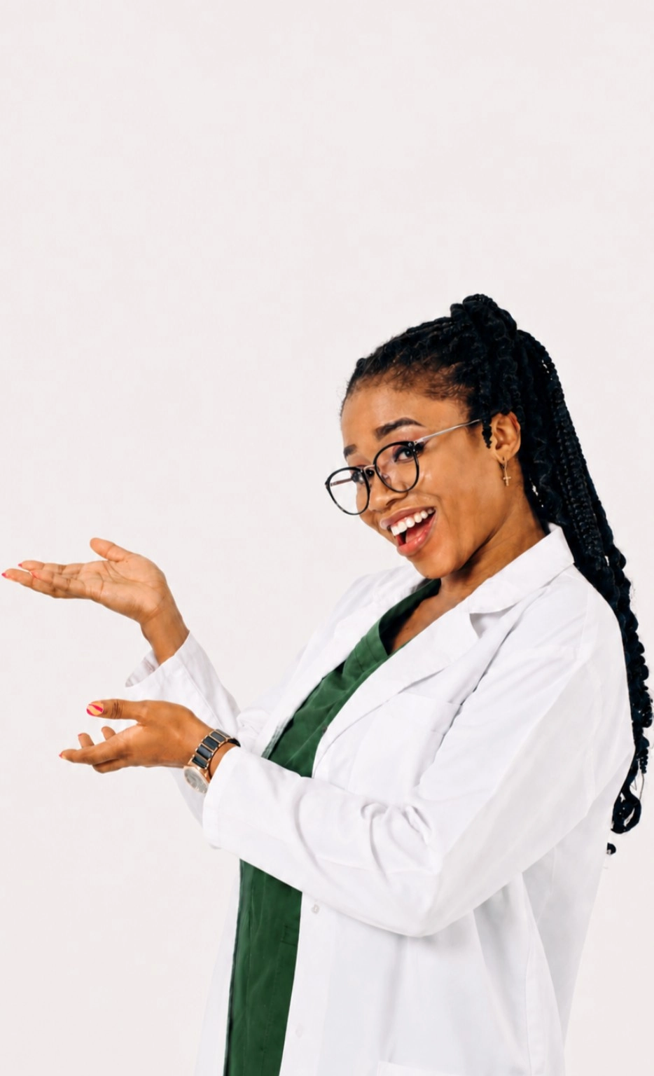Pharmacist presenting health information