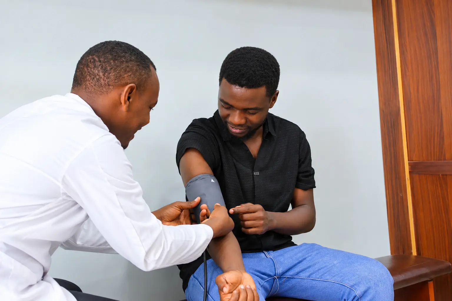Health professional performing a health check