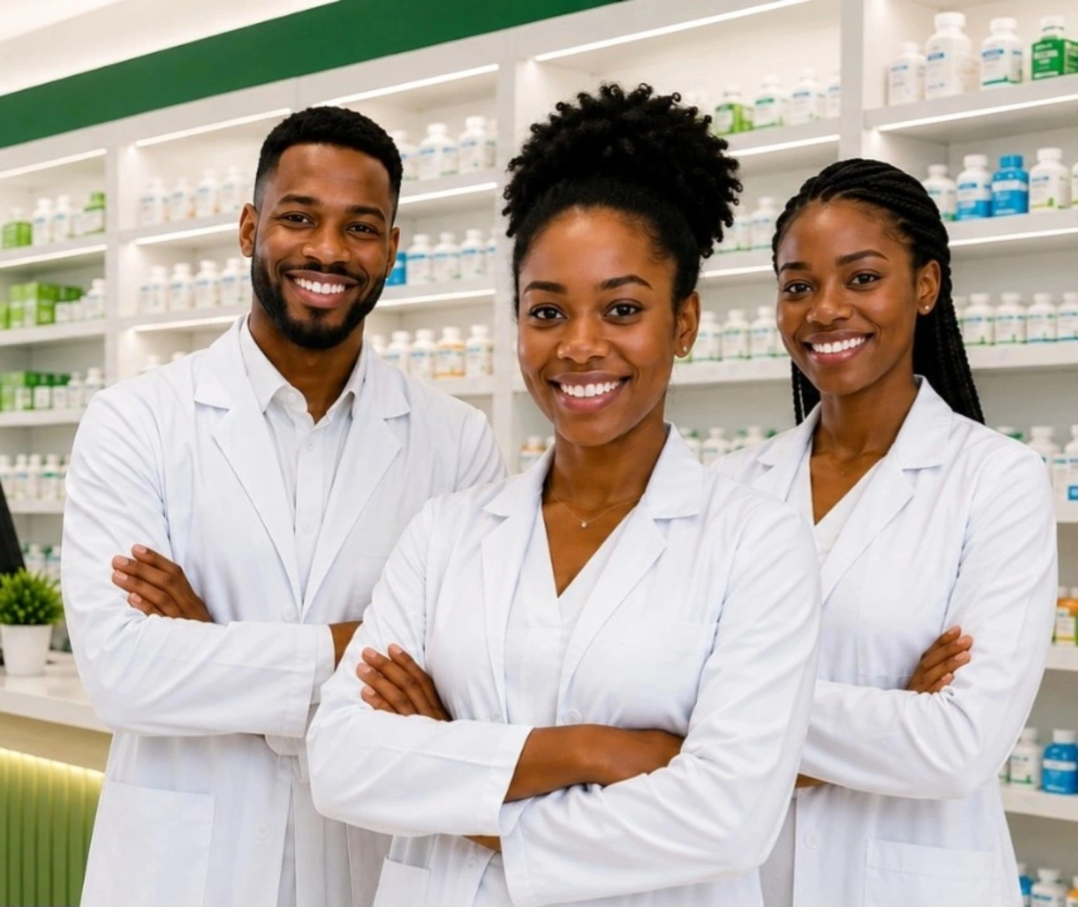 Kalidad Pharmacy team in a modern pharmacy